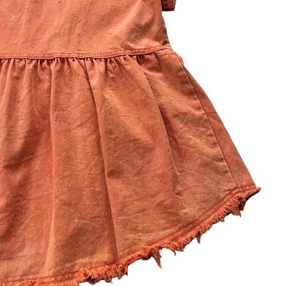 Entro Women’s Sz Small Orange Short Sleeve Button Snap Collared Peplum Denim Top - Picture 14 of 16